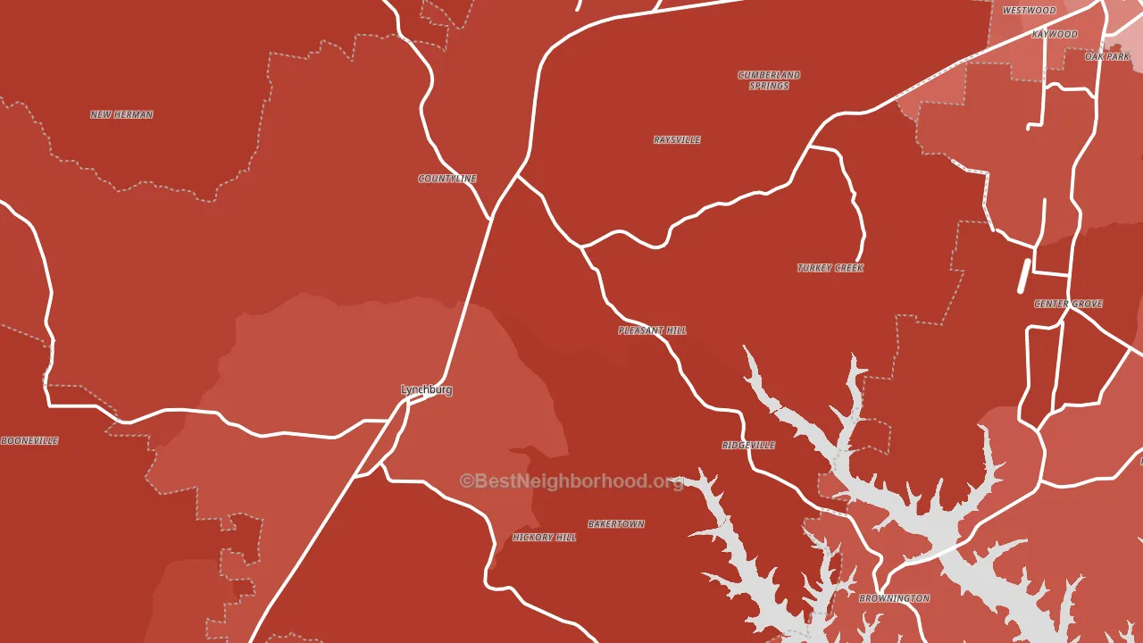 Moore County, TN block-group political-lean map