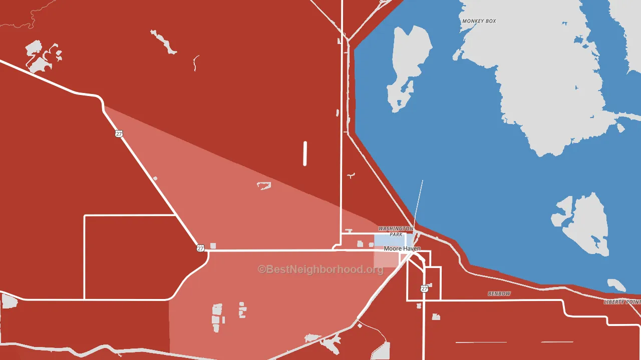 Moore Haven, FL block-group political-lean map