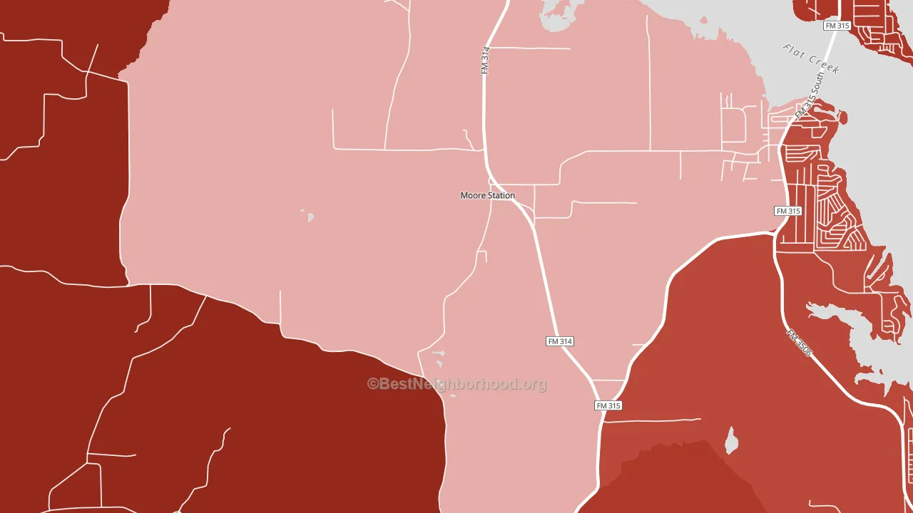 Moore Station, TX block-group political-lean map