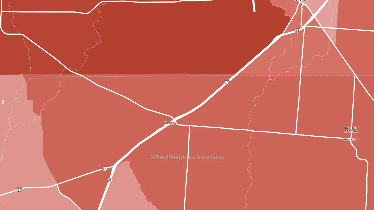Moore, TX block-group political-lean map