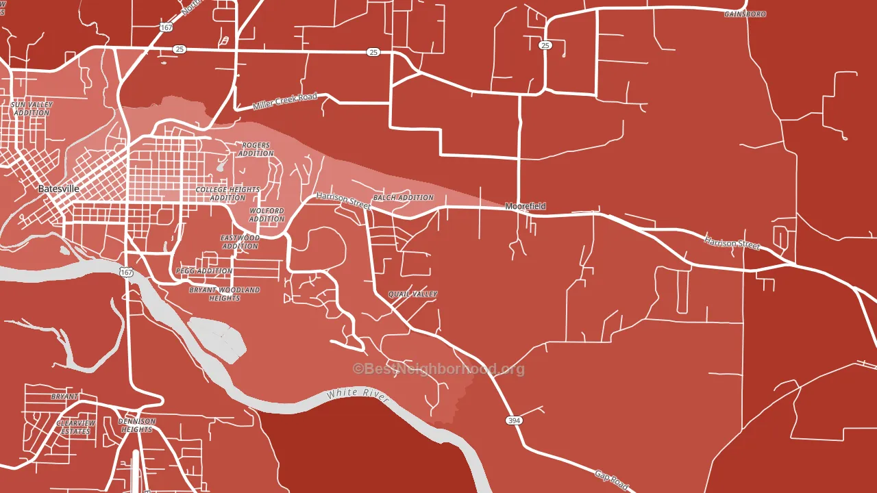 Moorefield, AR block-group political-lean map