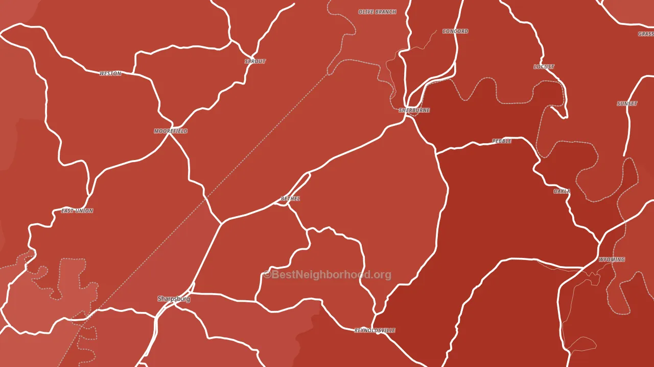 Moorefield, KY block-group political-lean map