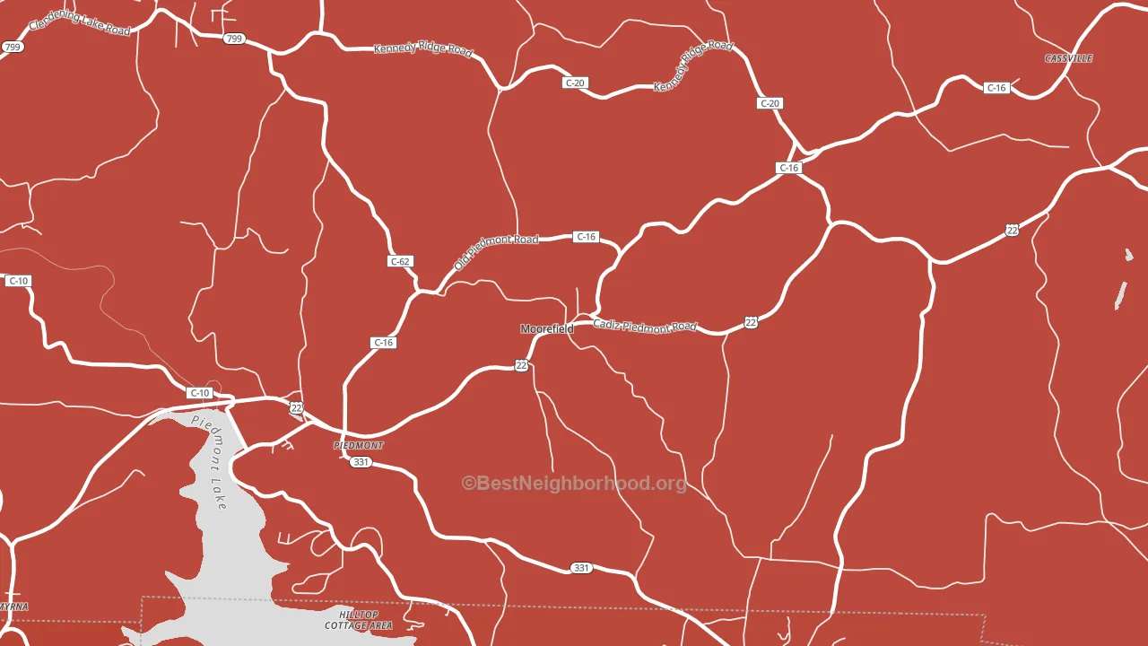 Moorefield, OH block-group political-lean map