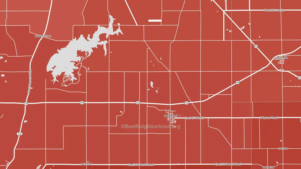 Mooreland, IN block-group political-lean map