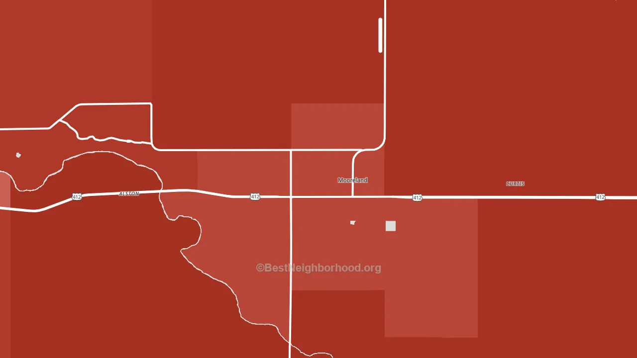 Mooreland, OK block-group political-lean map