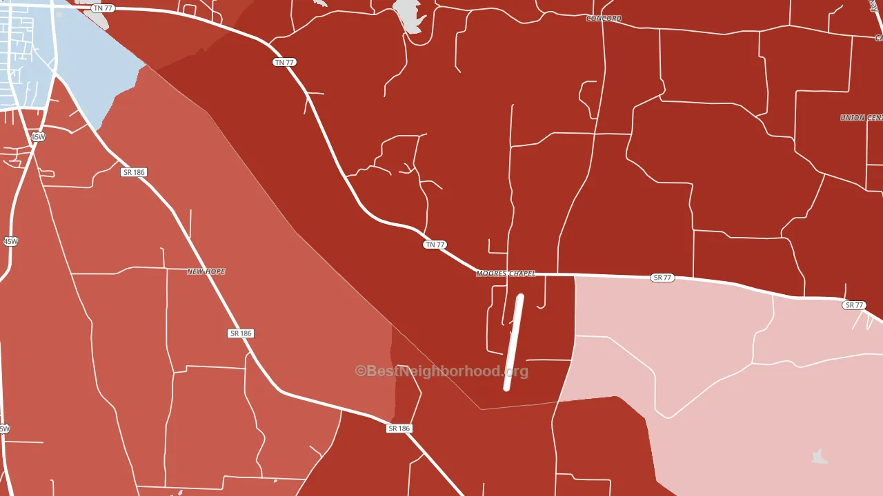 Moores Chapel, TN block-group political-lean map