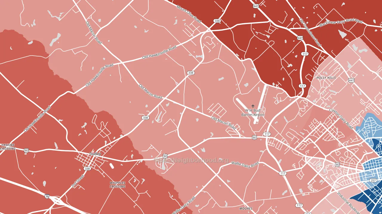 Moores, GA block-group political-lean map