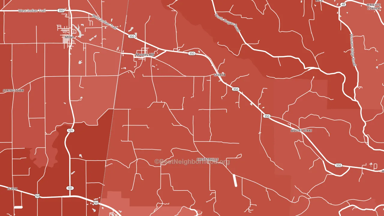 Moores Hill, IN block-group political-lean map