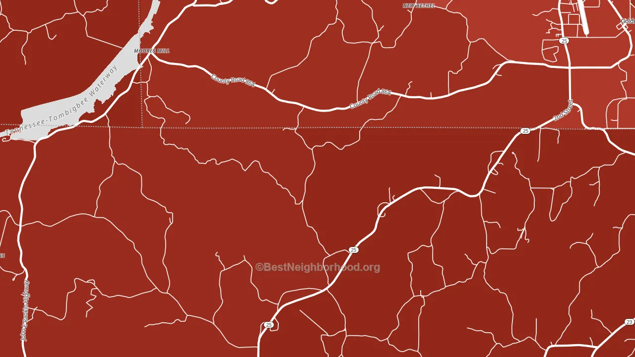 Moores Mill, MS block-group political-lean map