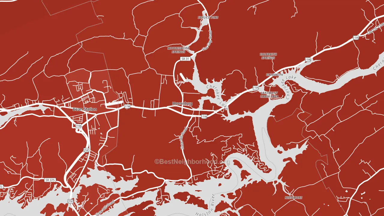 Mooresburg, TN block-group political-lean map