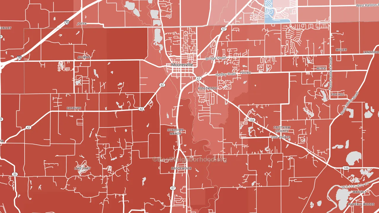 Mooresville, IN block-group political-lean map