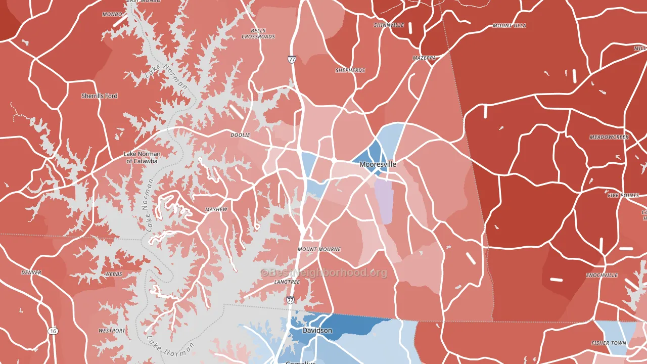 Mooresville, NC block-group political-lean map