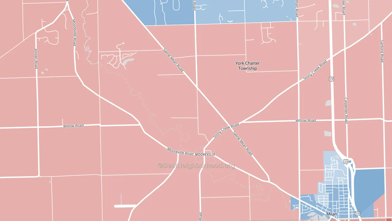 Mooreville, MI block-group political-lean map
