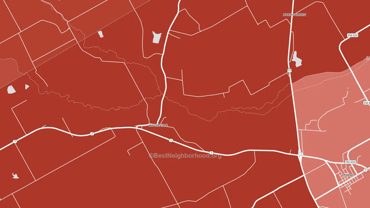 Mooreville, TX block-group political-lean map