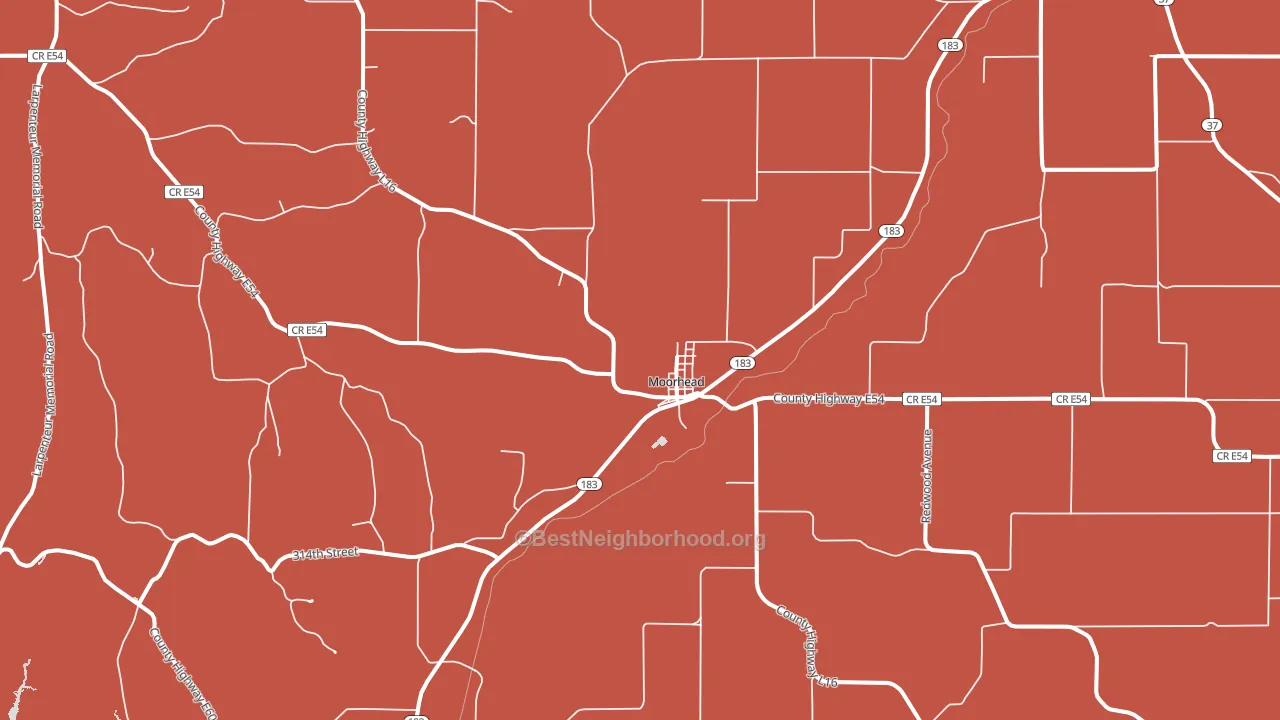 Moorhead, IA block-group political-lean map