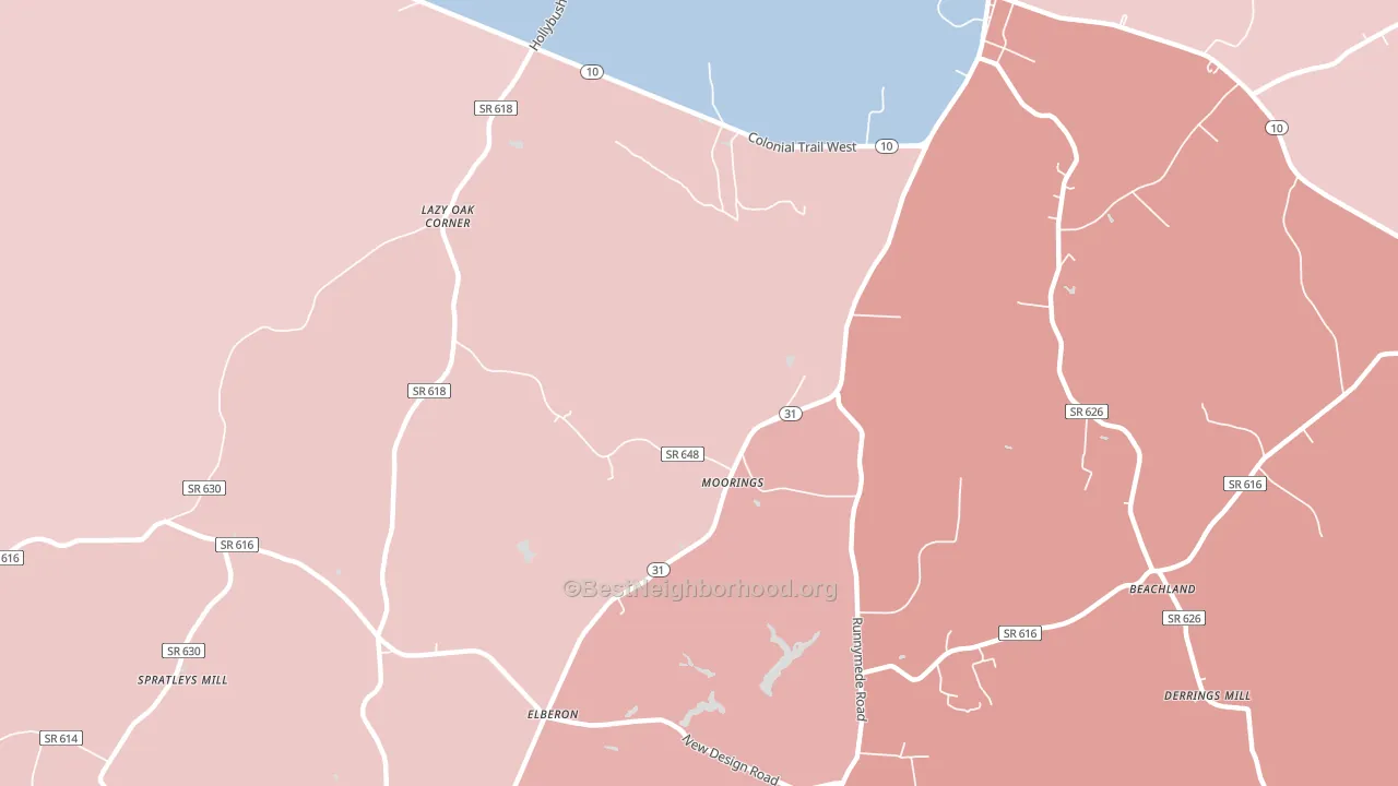 Moorings, VA block-group political-lean map