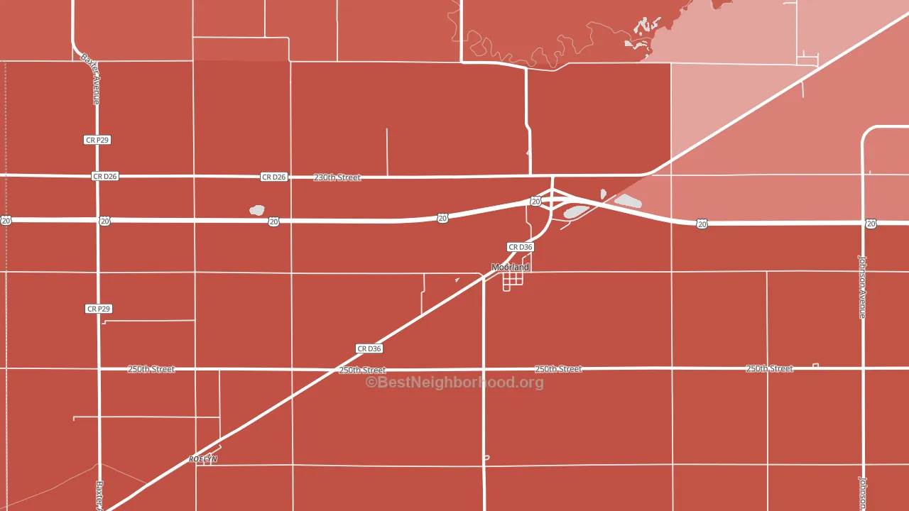 Moorland, IA block-group political-lean map