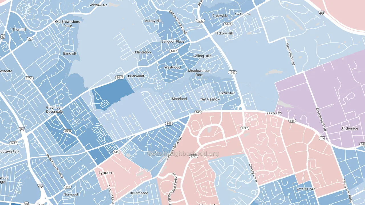 Moorland, KY block-group political-lean map