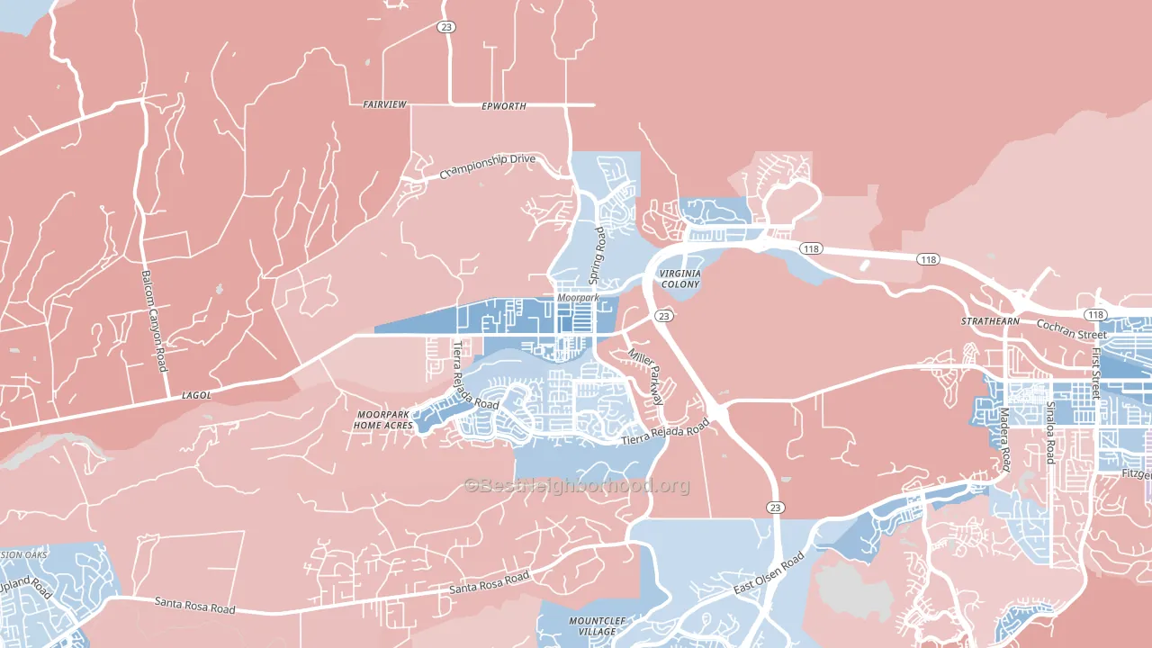 Moorpark, CA block-group political-lean map