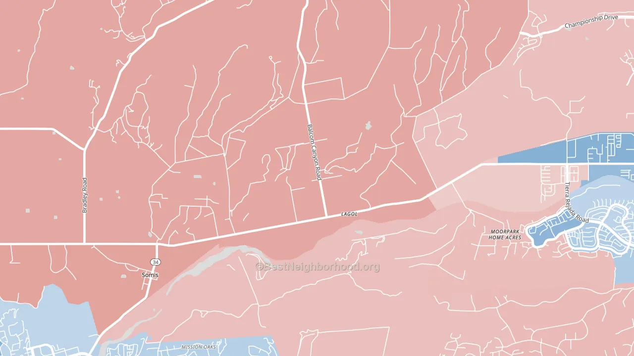 Moorpark Home Acres, CA block-group political-lean map