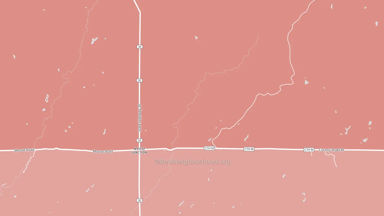 Moose Junction, WI block-group political-lean map