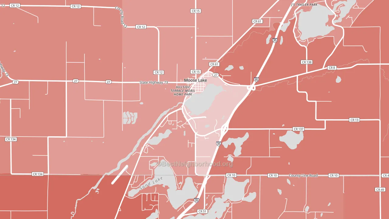 Moose Lake, MN block-group political-lean map