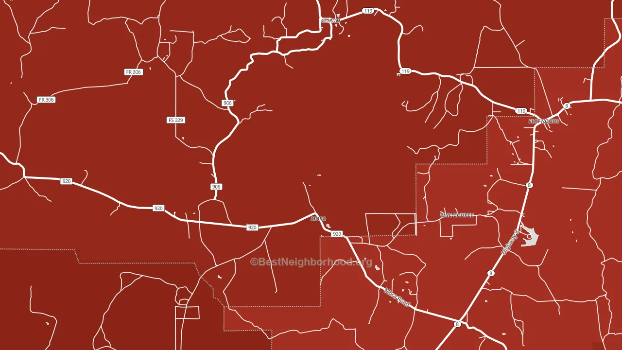 Mora, LA block-group political-lean map