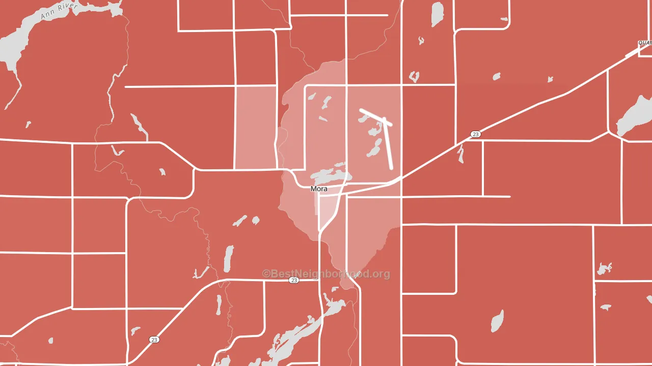 Mora, MN block-group political-lean map