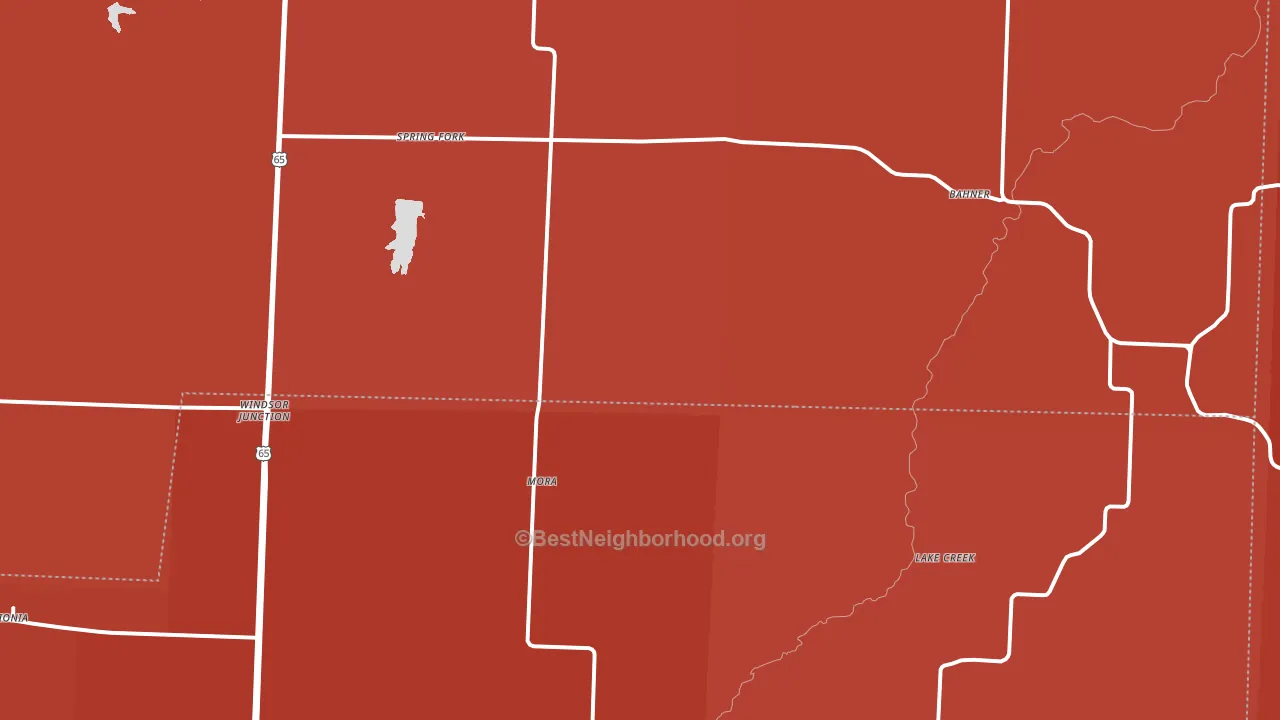 Mora, MO block-group political-lean map