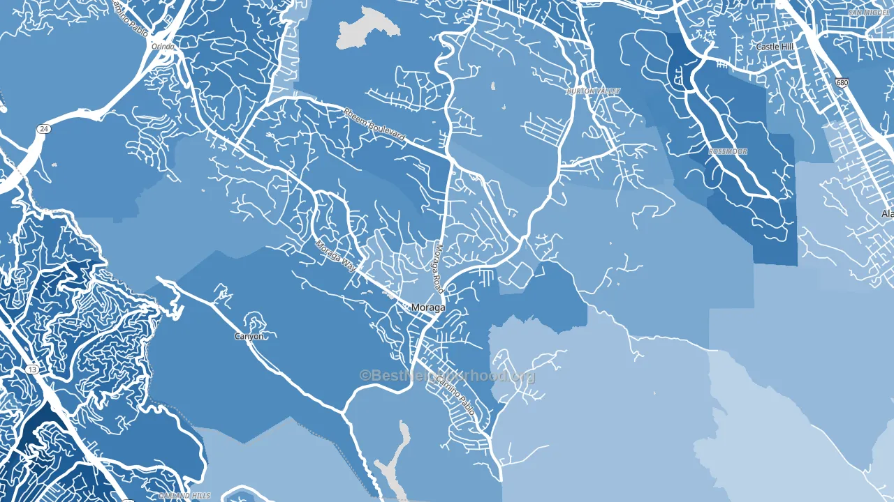 Moraga, CA block-group political-lean map