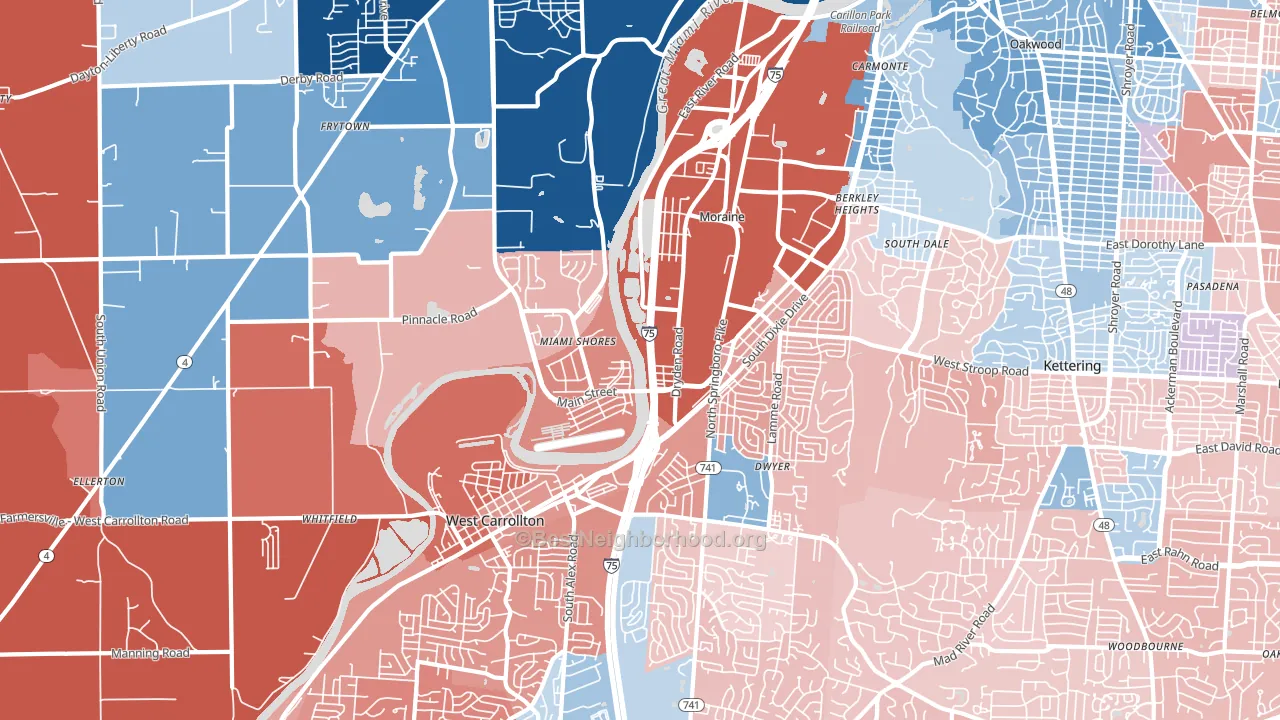 Moraine, OH block-group political-lean map