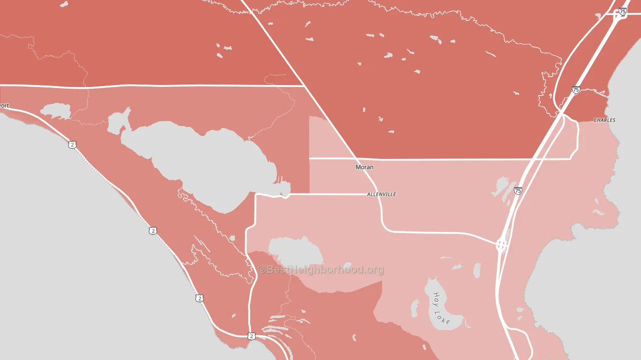 Moran, MI block-group political-lean map