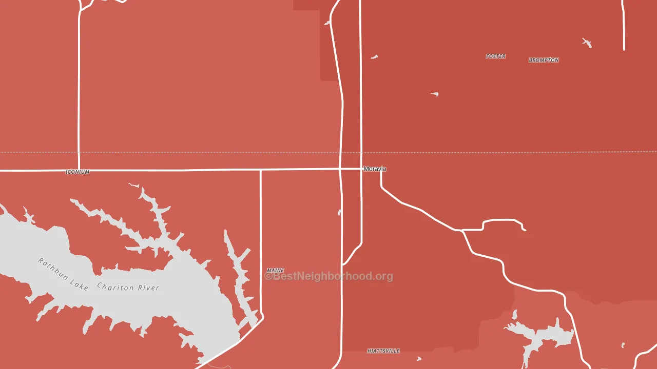 Moravia, IA block-group political-lean map
