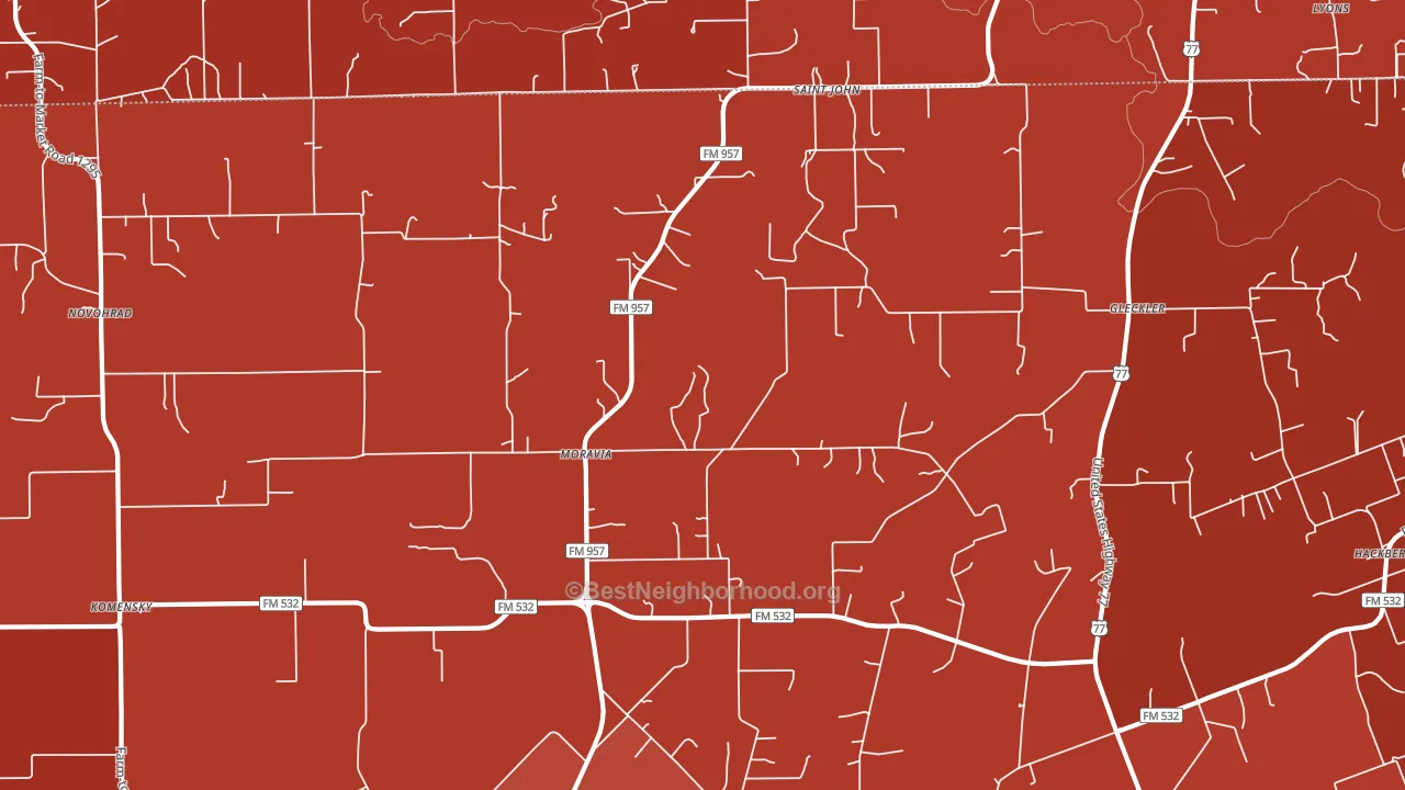 Moravia, TX block-group political-lean map