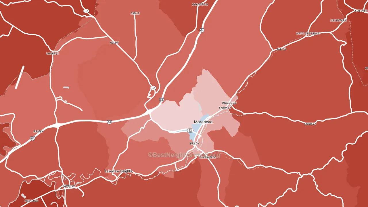 Morehead, KY block-group political-lean map