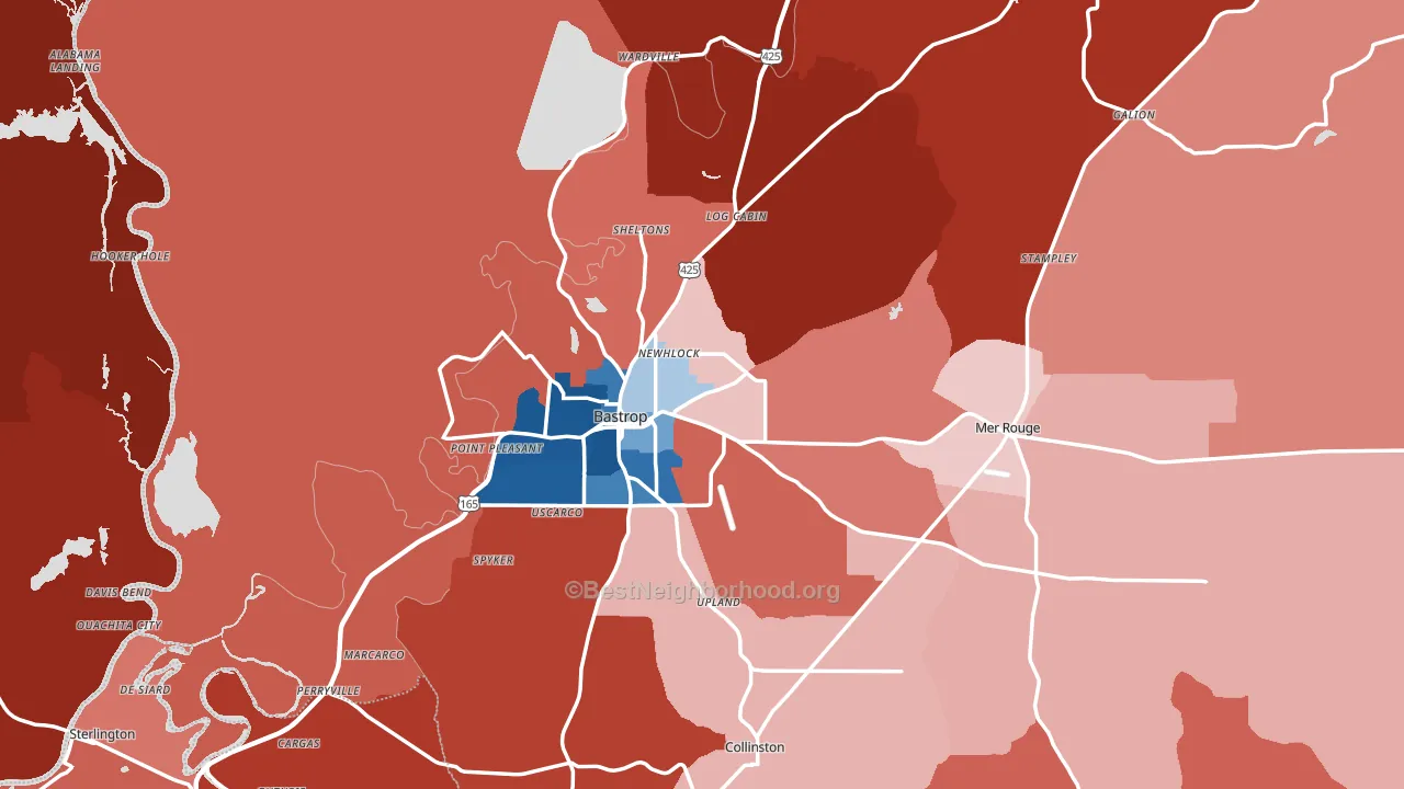 Morehouse Parish, LA block-group political-lean map