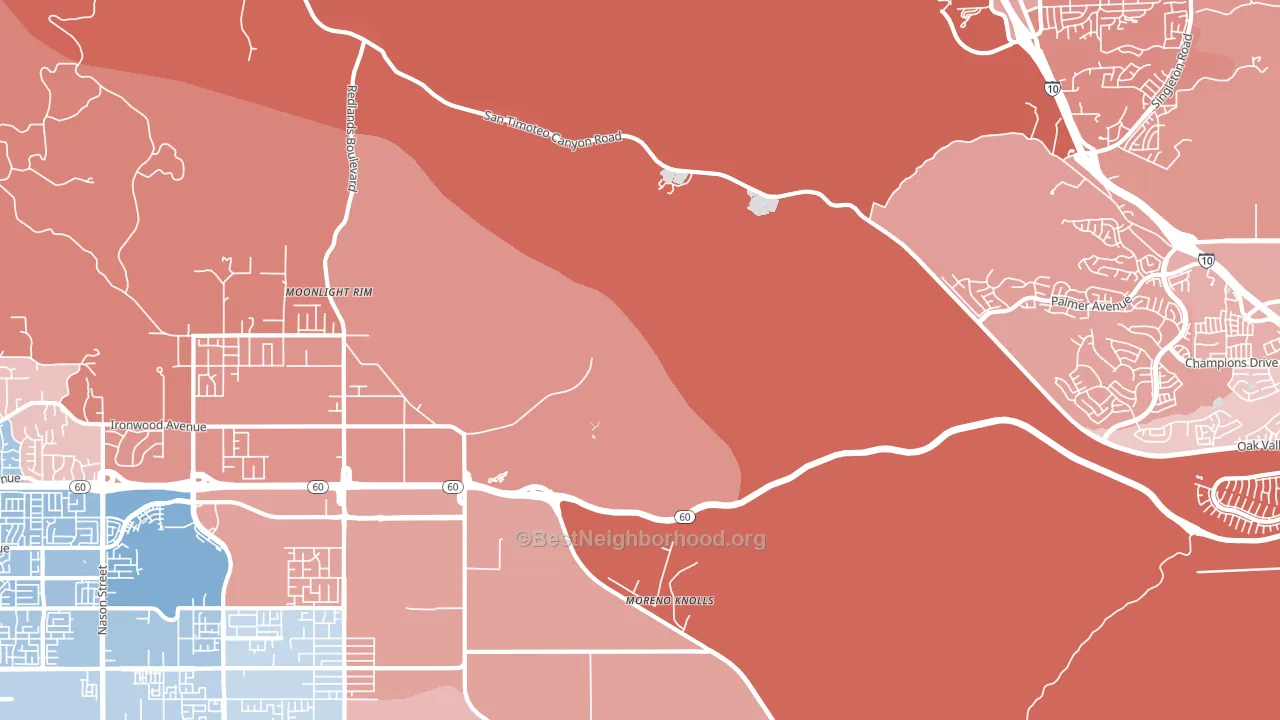 Moreno, CA block-group political-lean map