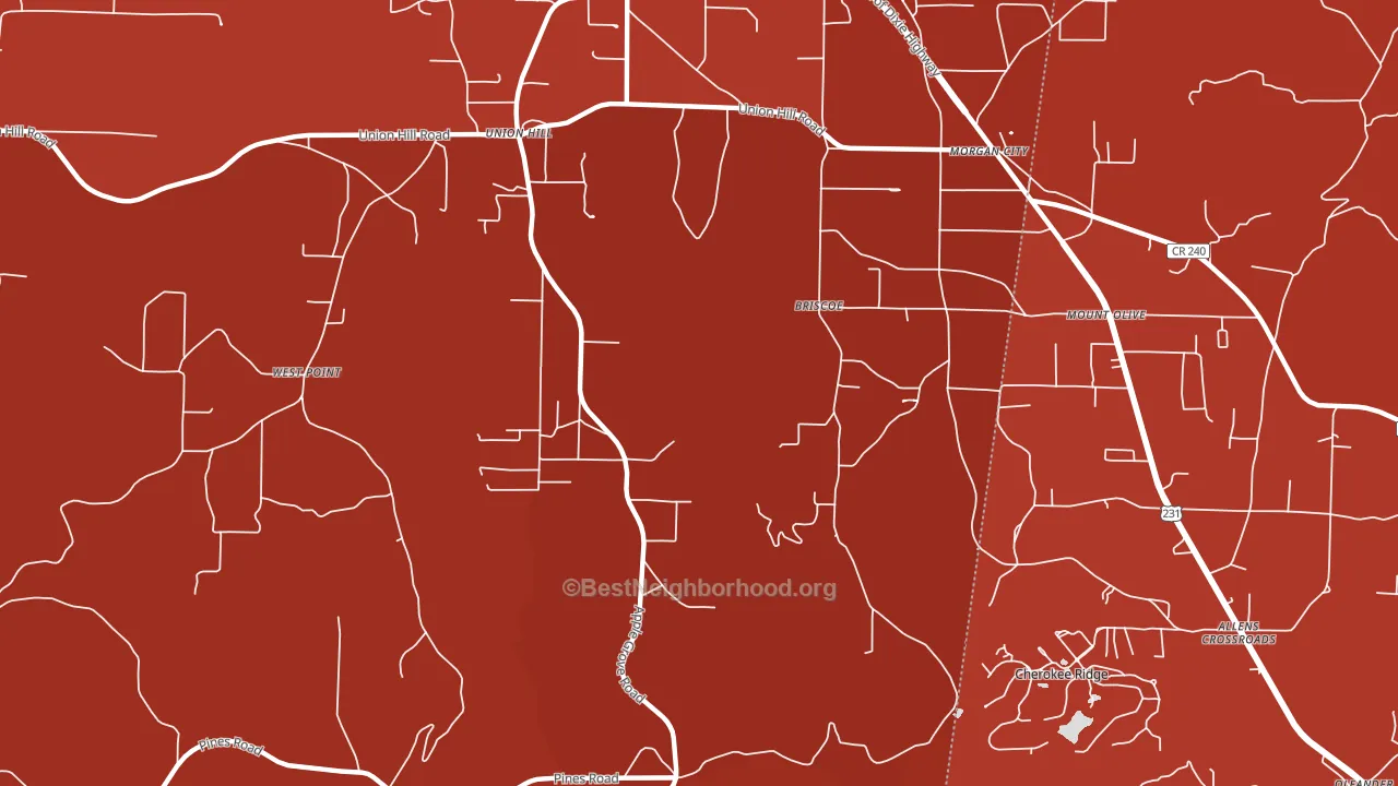 Morgan City, AL block-group political-lean map