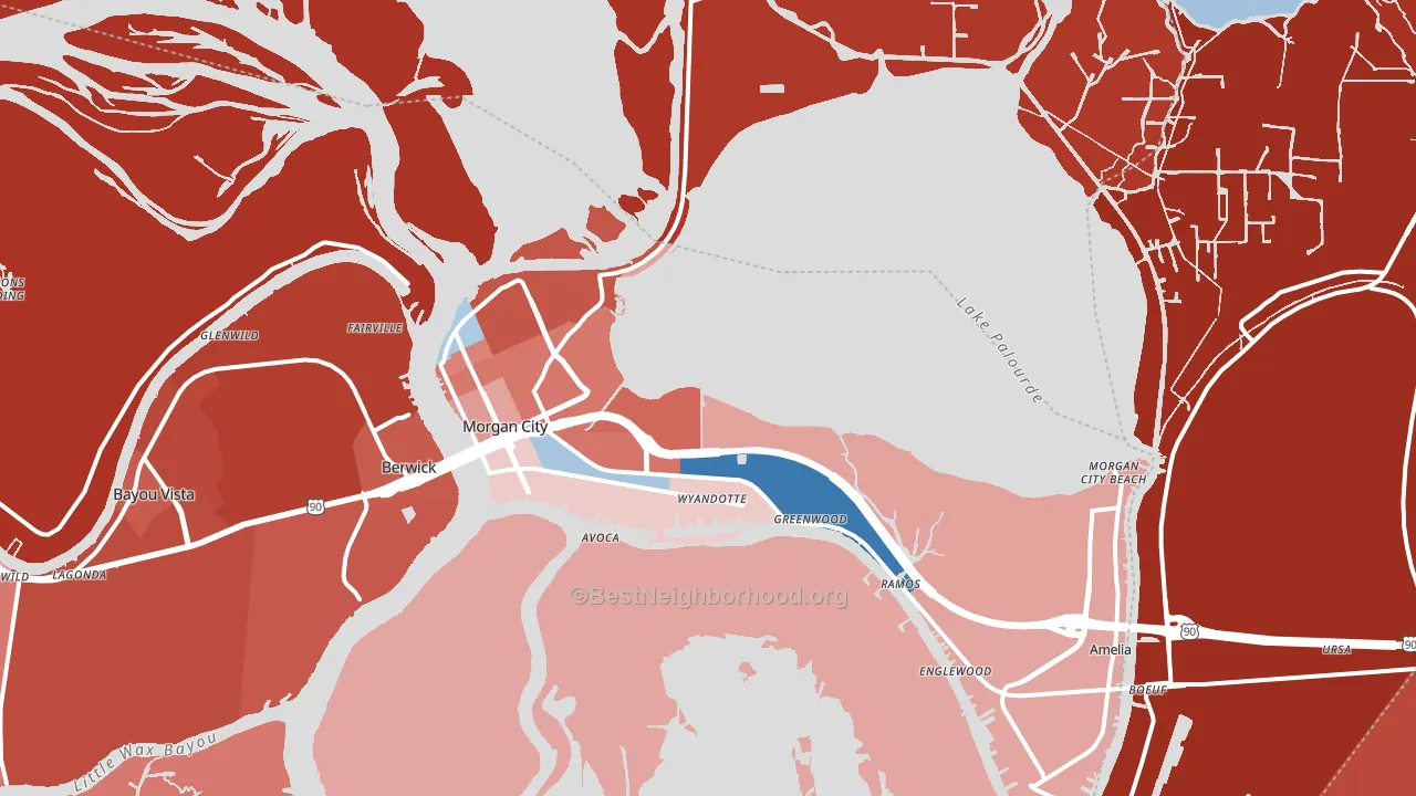 Morgan City, LA block-group political-lean map