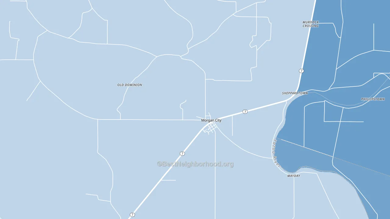 Morgan City, MS block-group political-lean map