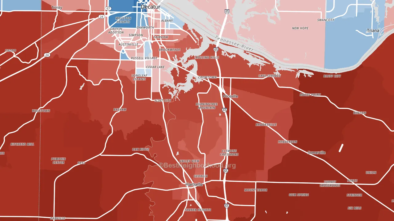 Morgan County, AL block-group political-lean map