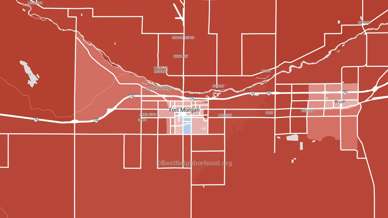 Morgan County, CO block-group political-lean map