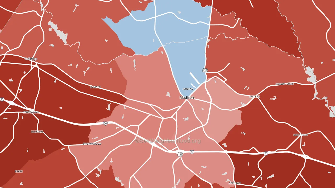 Morgan County, GA block-group political-lean map