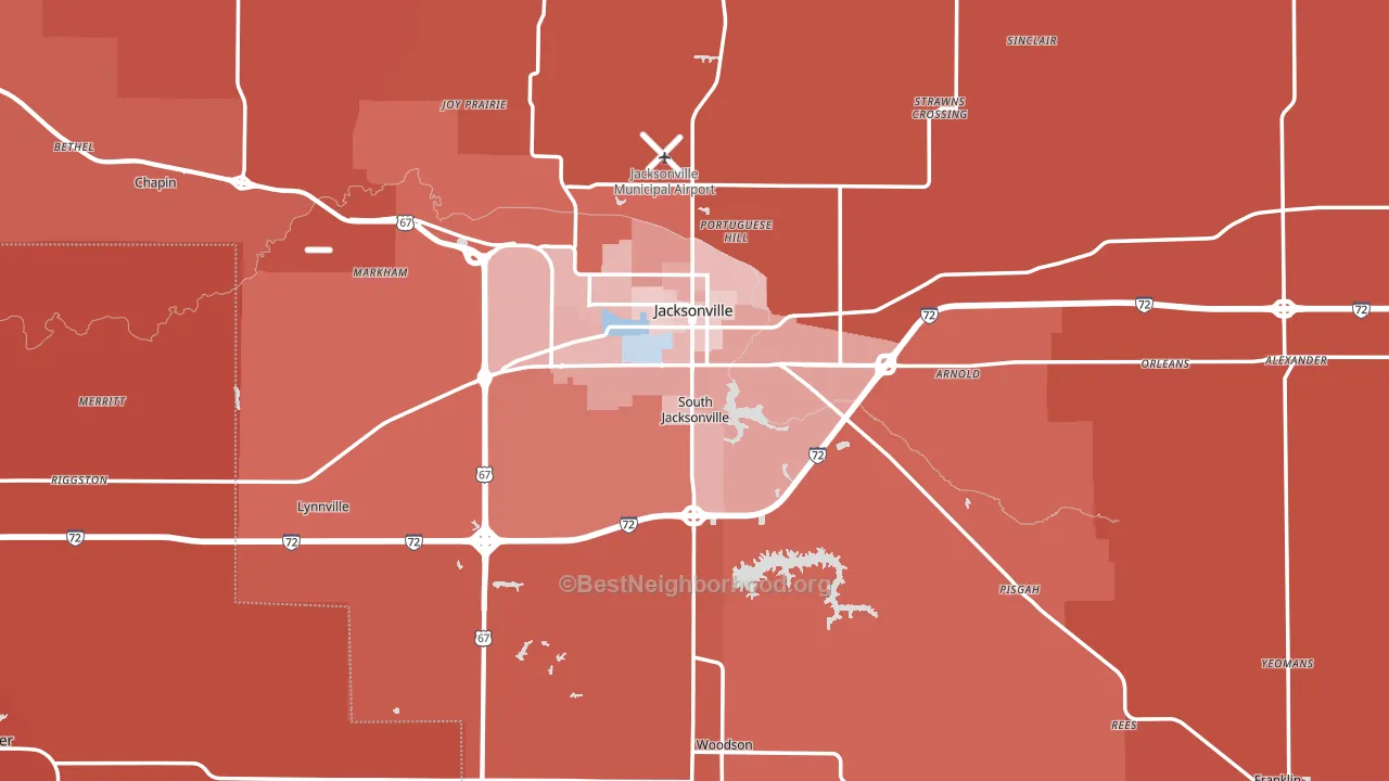 Morgan County, IL block-group political-lean map