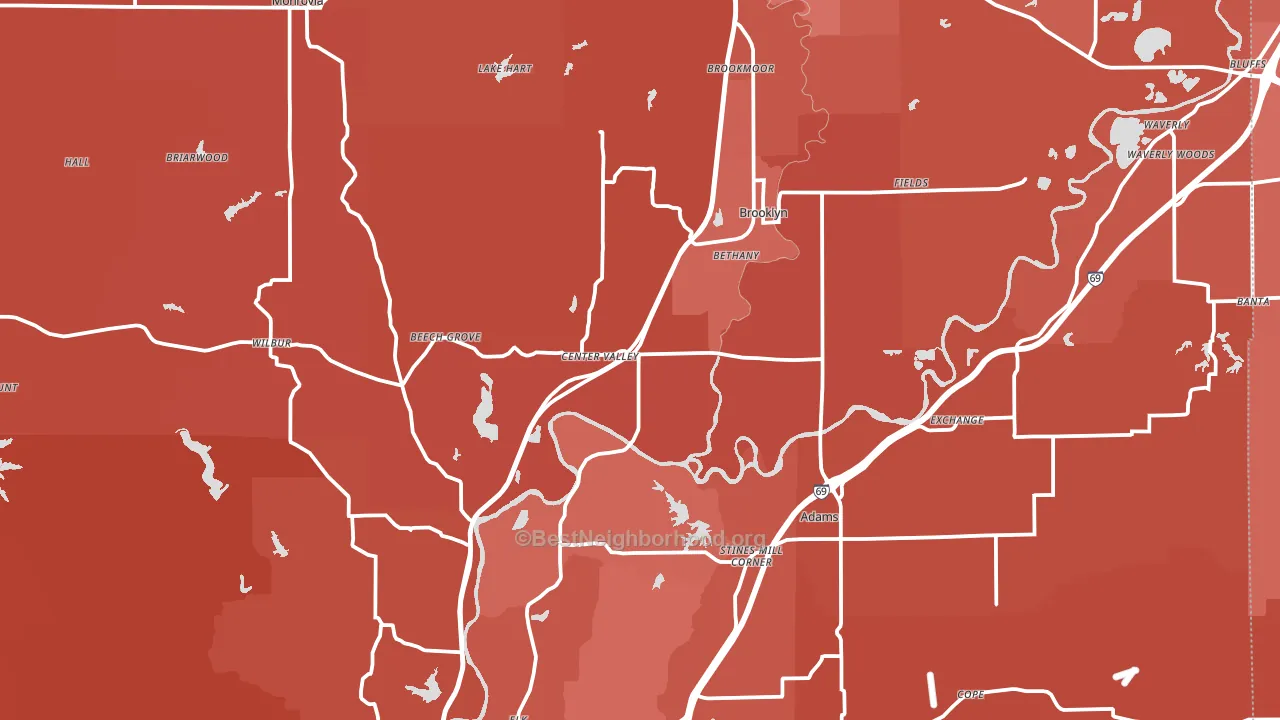 Morgan County, IN block-group political-lean map