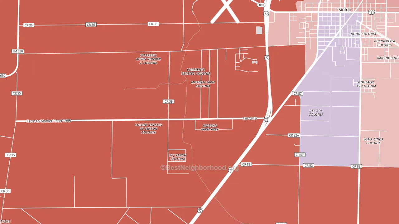 Morgan Farm, TX block-group political-lean map