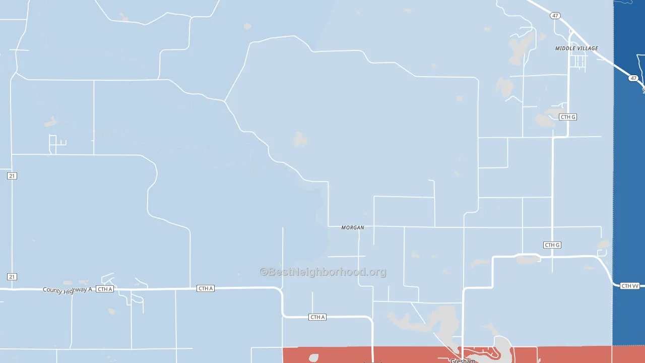 Morgan, WI block-group political-lean map