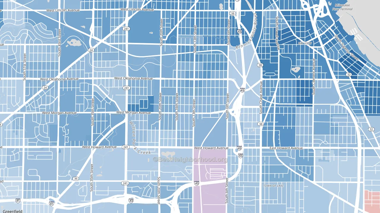 Morgandale, Milwaukee, WI block-group political-lean map