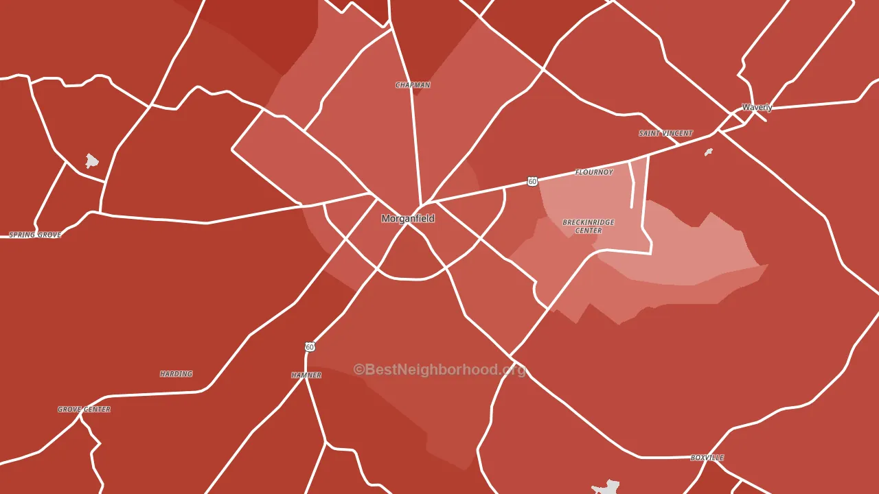 Morganfield, KY block-group political-lean map