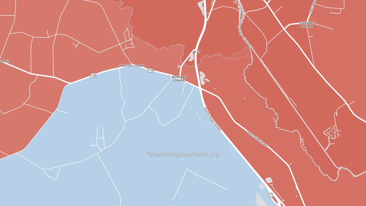 Morgans Corners, NC block-group political-lean map